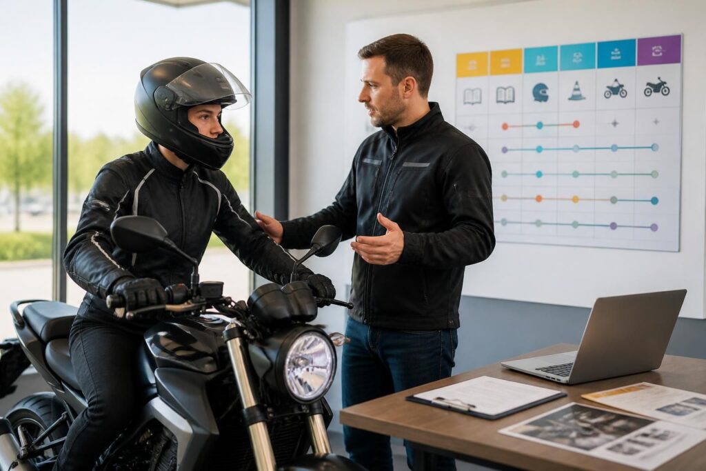 découvrez tout sur le permis moto a2 : les étapes à suivre, le coût à prévoir et le déroulement complet de l'examen pour bien préparer votre permis moto.