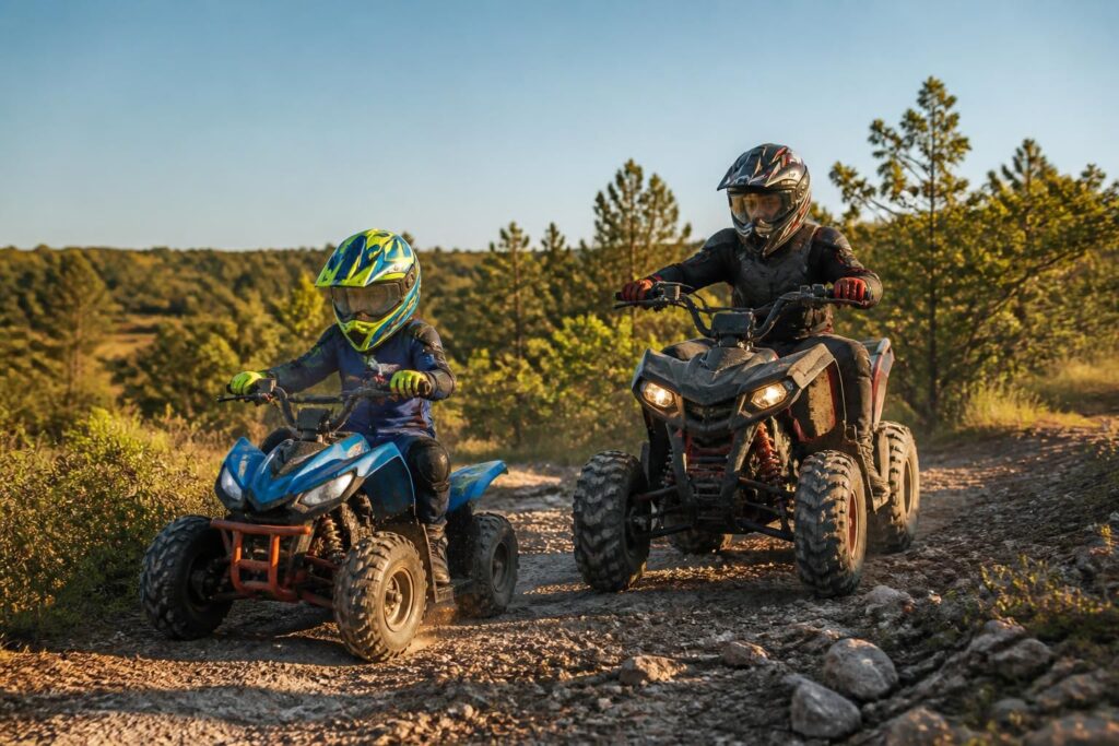 découvrez le quad et mini-quad enfant, l'alternative sûre et amusante aux 2-roues tout-terrain pour faire découvrir les sensations de la conduite aux plus jeunes.